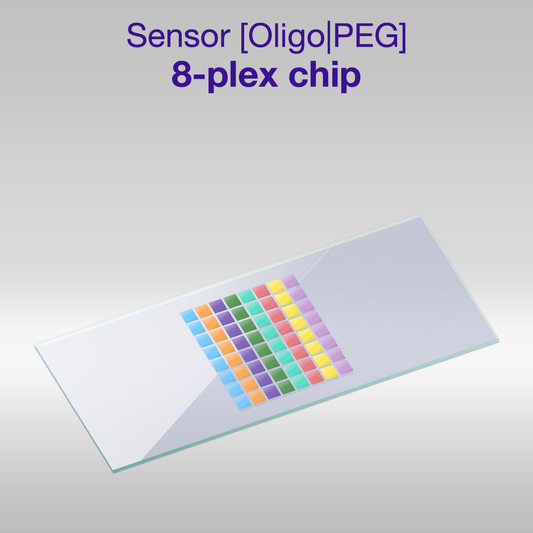 Sensor 2D PEG Oligo-PEG 8-plex chip, one color per oligo sequence